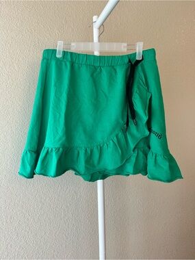 John Richmond green mock wrap mini ruffle skirt size large